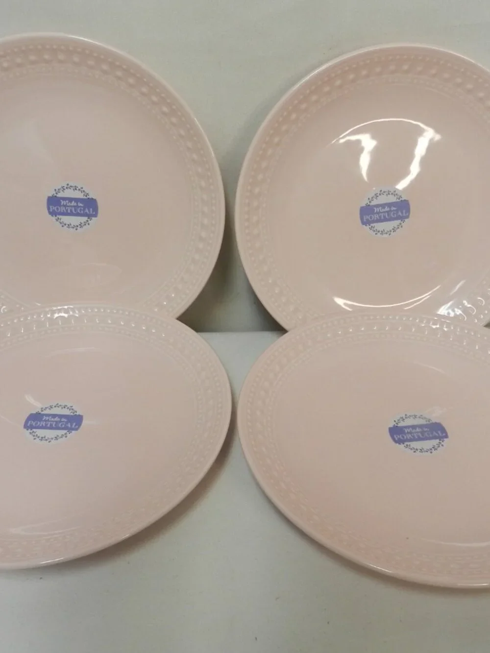 Matceramica Pink Hobnail Salad Starter Appetizer plate set 4 micro dish NEW NWT